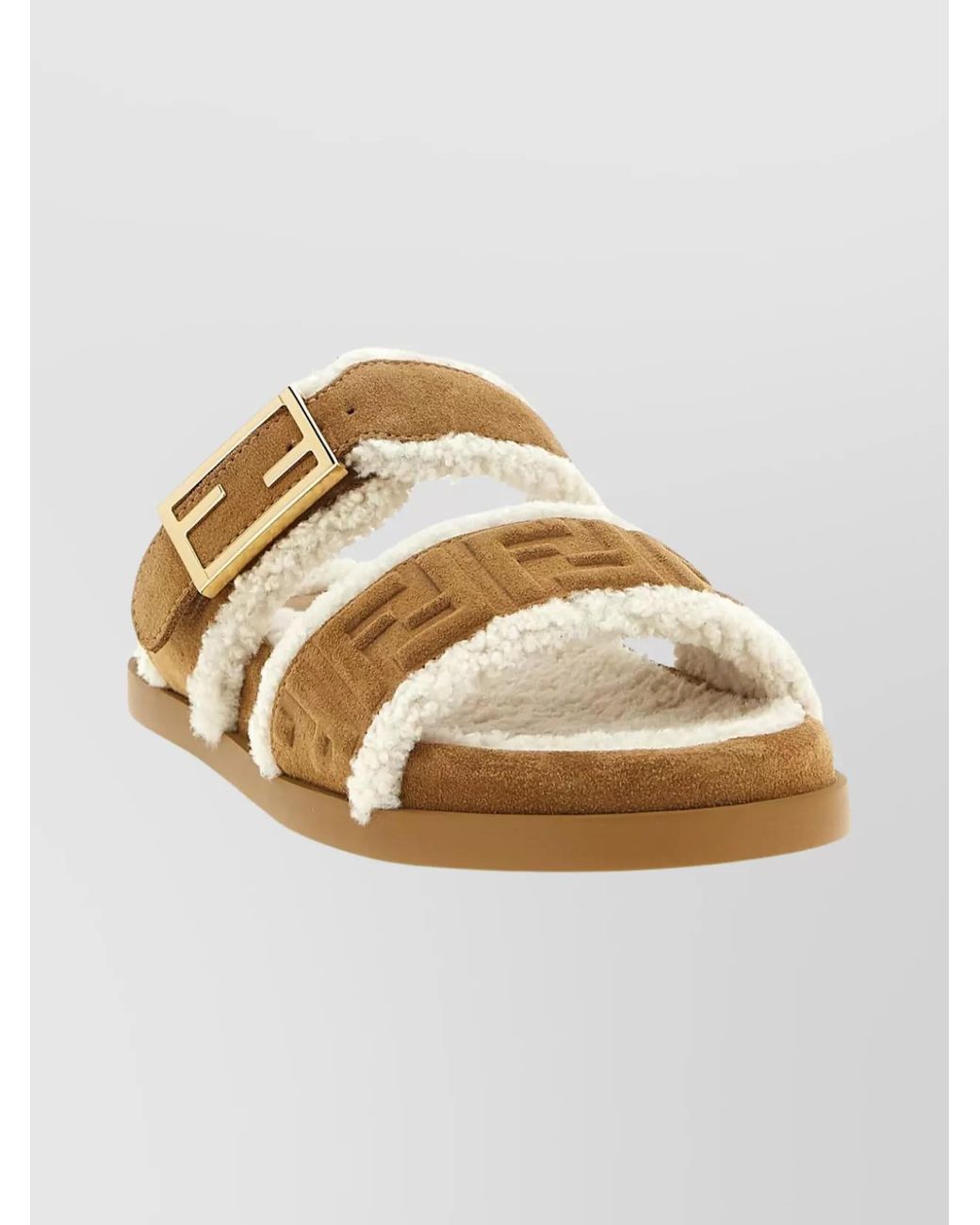 Fendi Brown Feel Ff Embossed Sandals