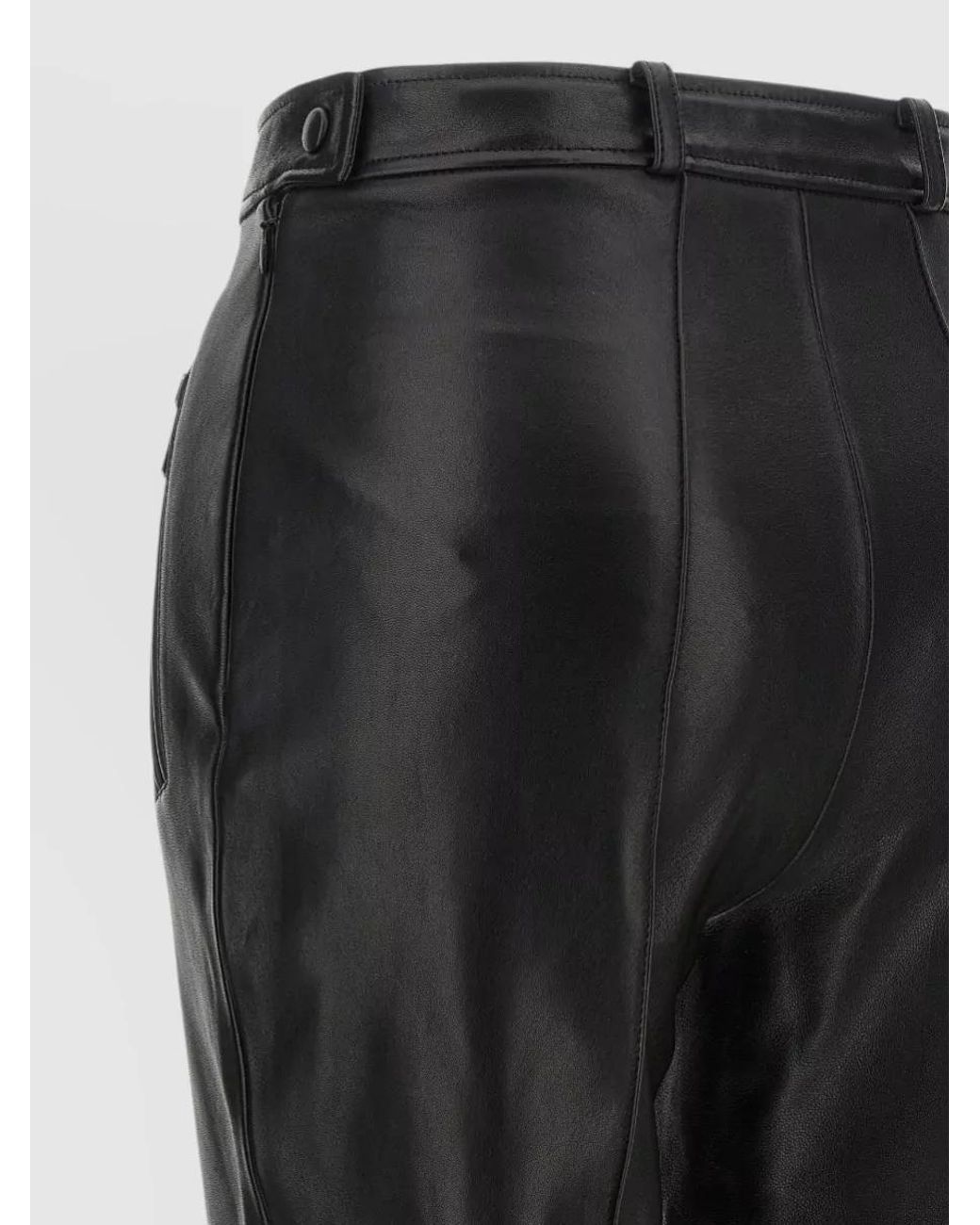Balmain Black Lambskin Ribbed Skinny Trousers