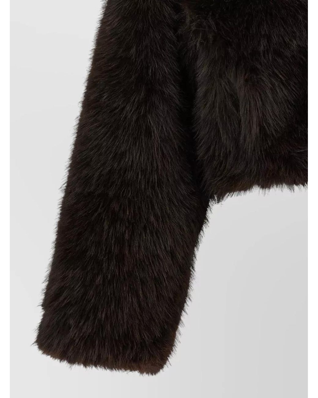 ROTATE BIRGER CHRISTENSEN Black Faux Fur High Neck Jacket