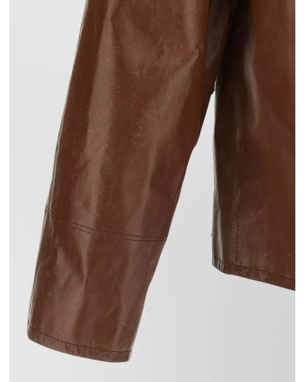 Prada Brown Leather Single-Breasted Coat for men