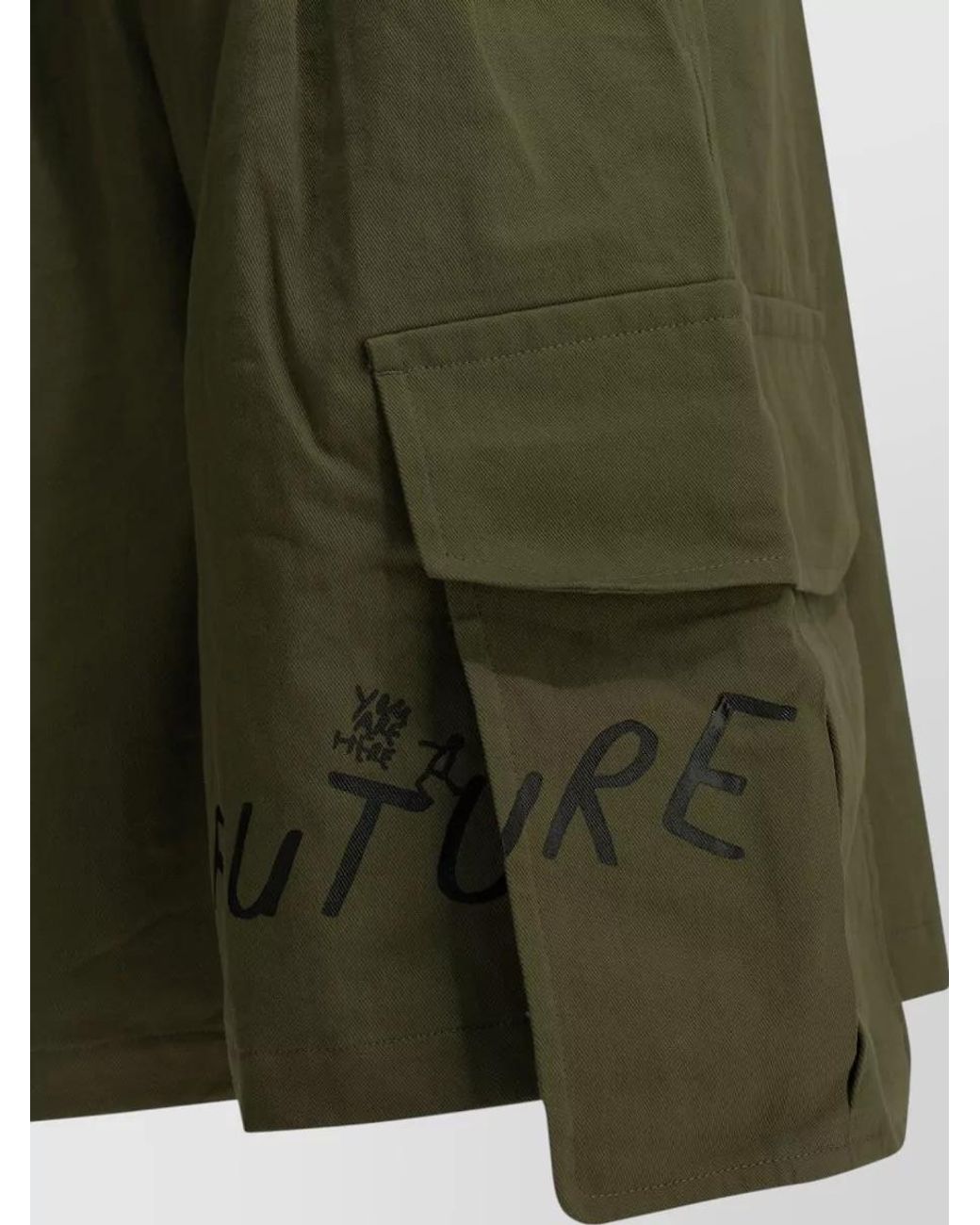 Comme des Garçons Green Printed Cotton Cargo Shorts for men