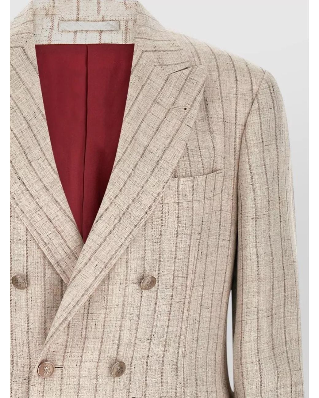 Brunello Cucinelli Natural Linen Pinstripe Blazer for men