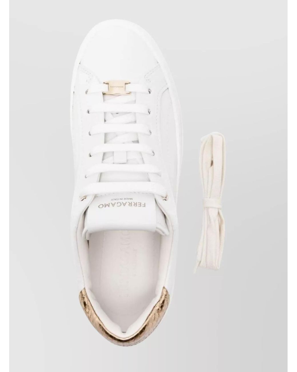 Ferragamo White Calf Leather Paneled Low-Top Sneakers