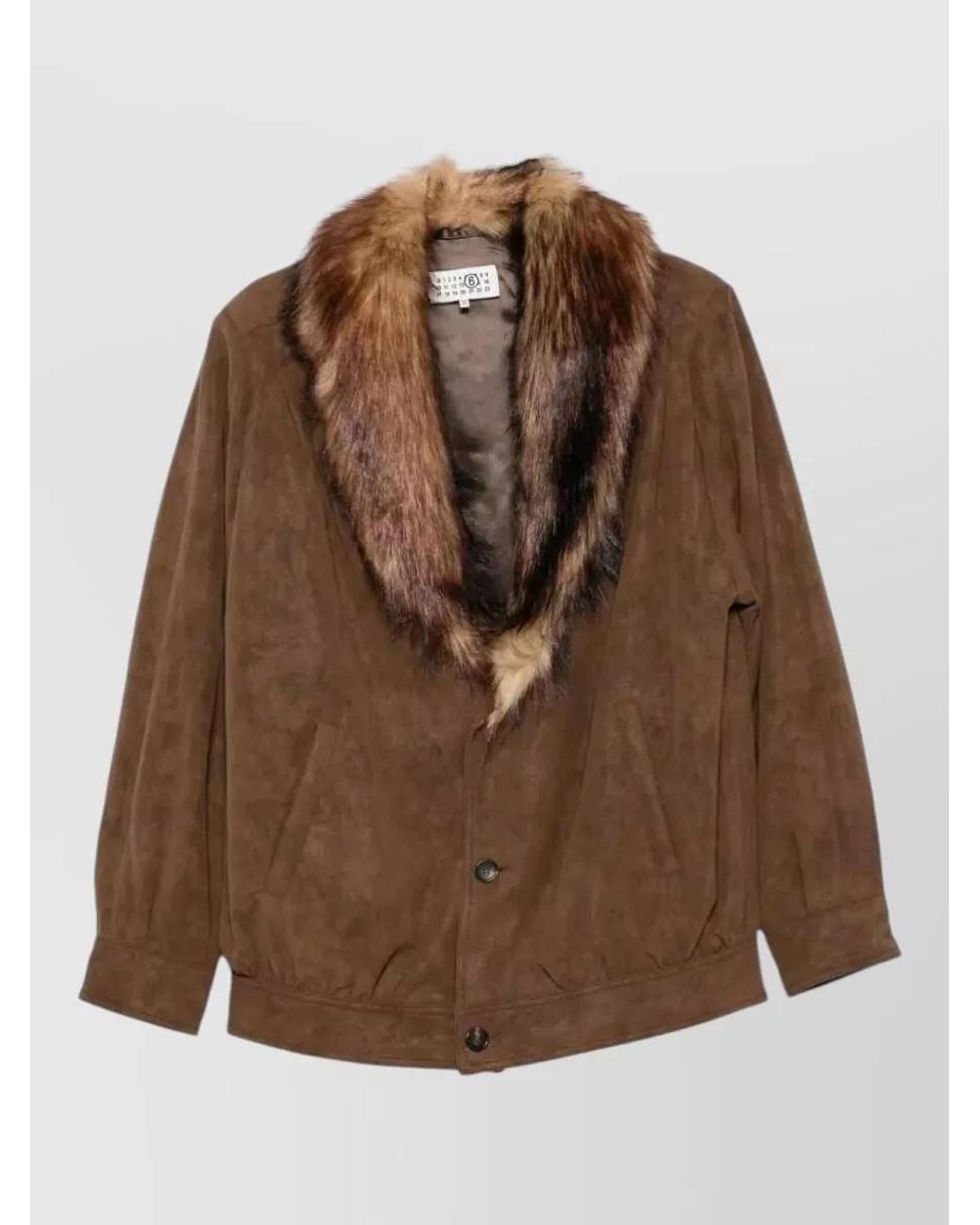 MM6 by Maison Margiela Brown Faux Fur Collar Jacket