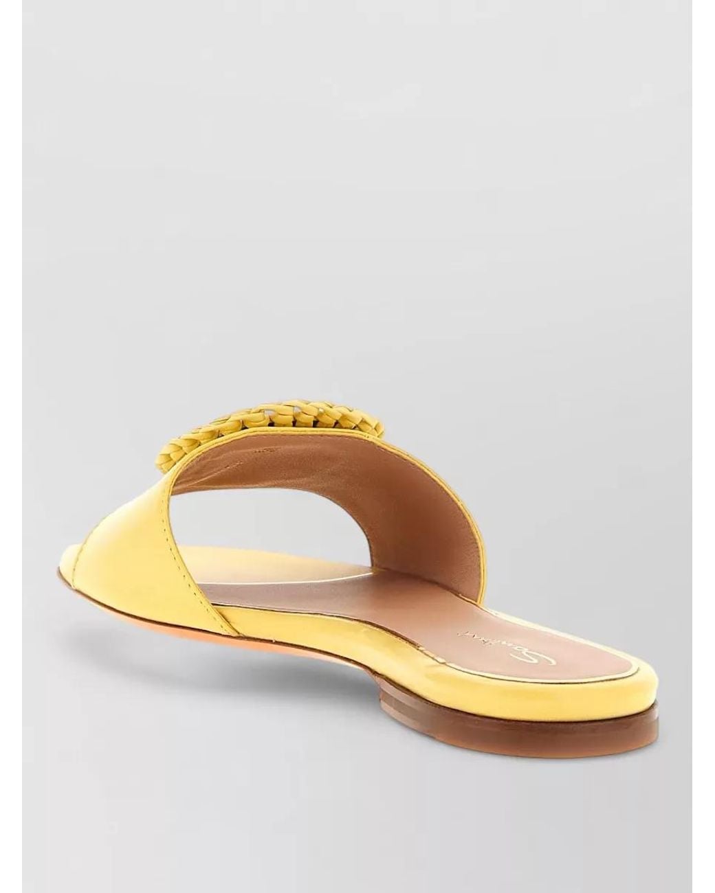 Santoni Yellow Leather Corolle Sandals