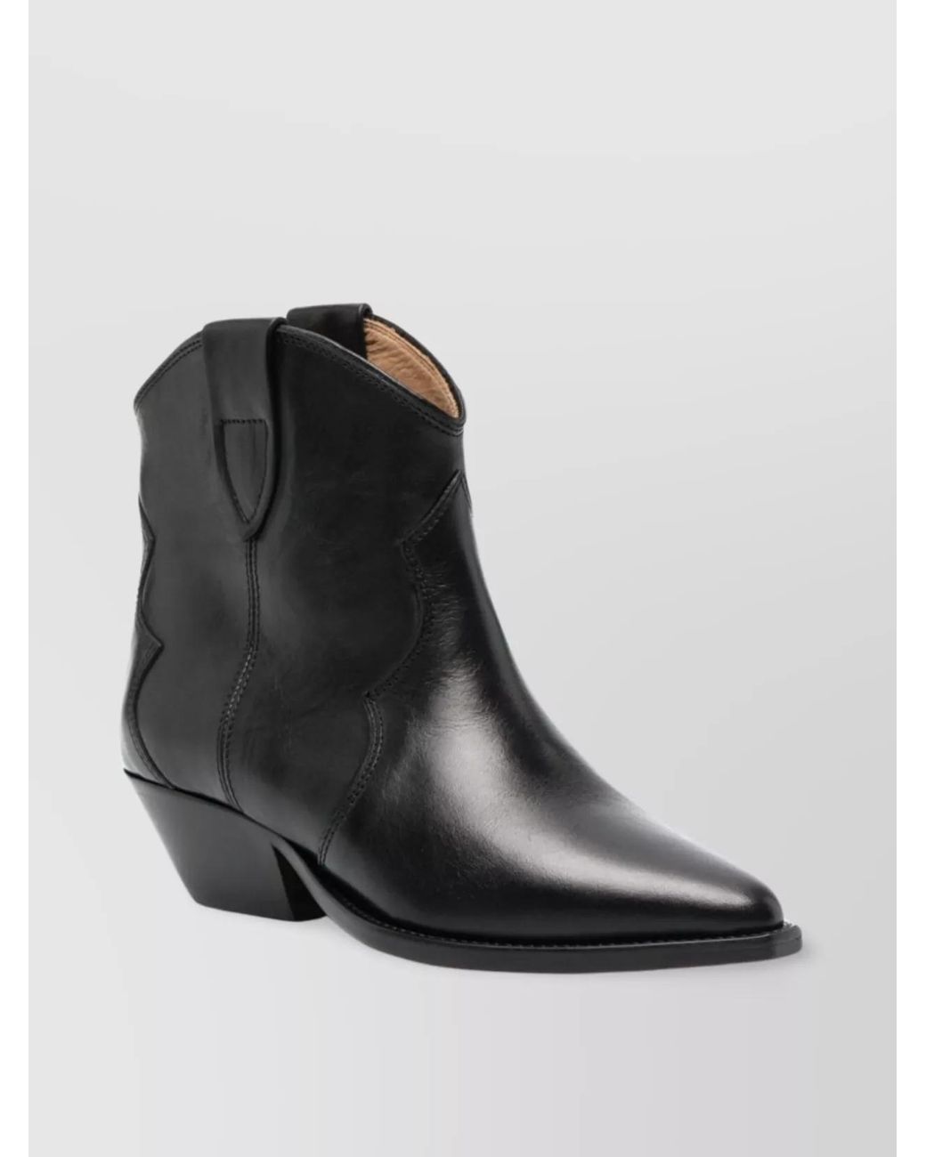 Isabel Marant Black Leather Cowboy Ankle Boots