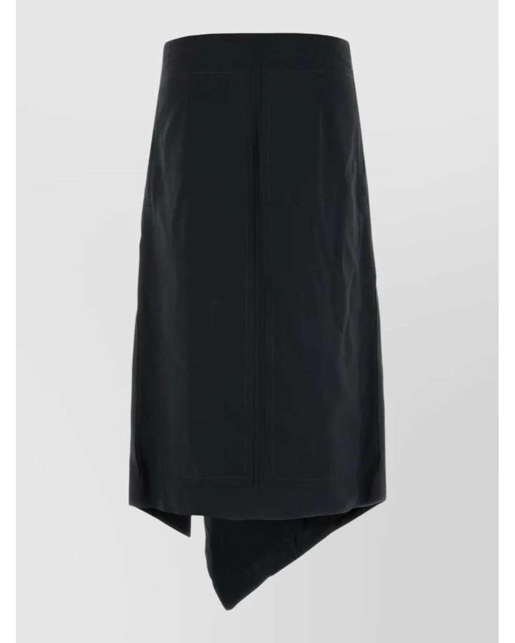 AMI Black Virgin Wool Draped Asymmetric Skirt