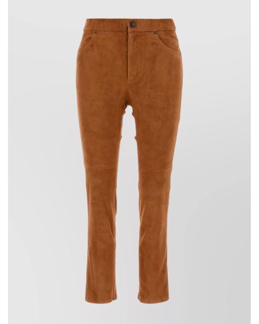 Isabel Marant Brown Lamb Leather Slim-Fit Trousers