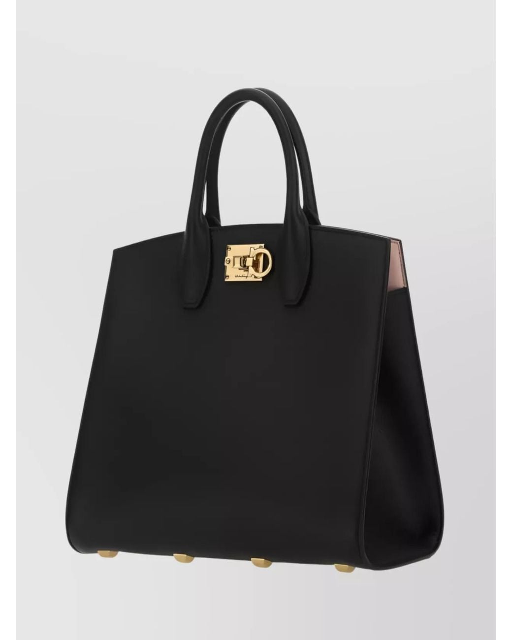 Ferragamo Black The Studio Small Leather Tote Bag