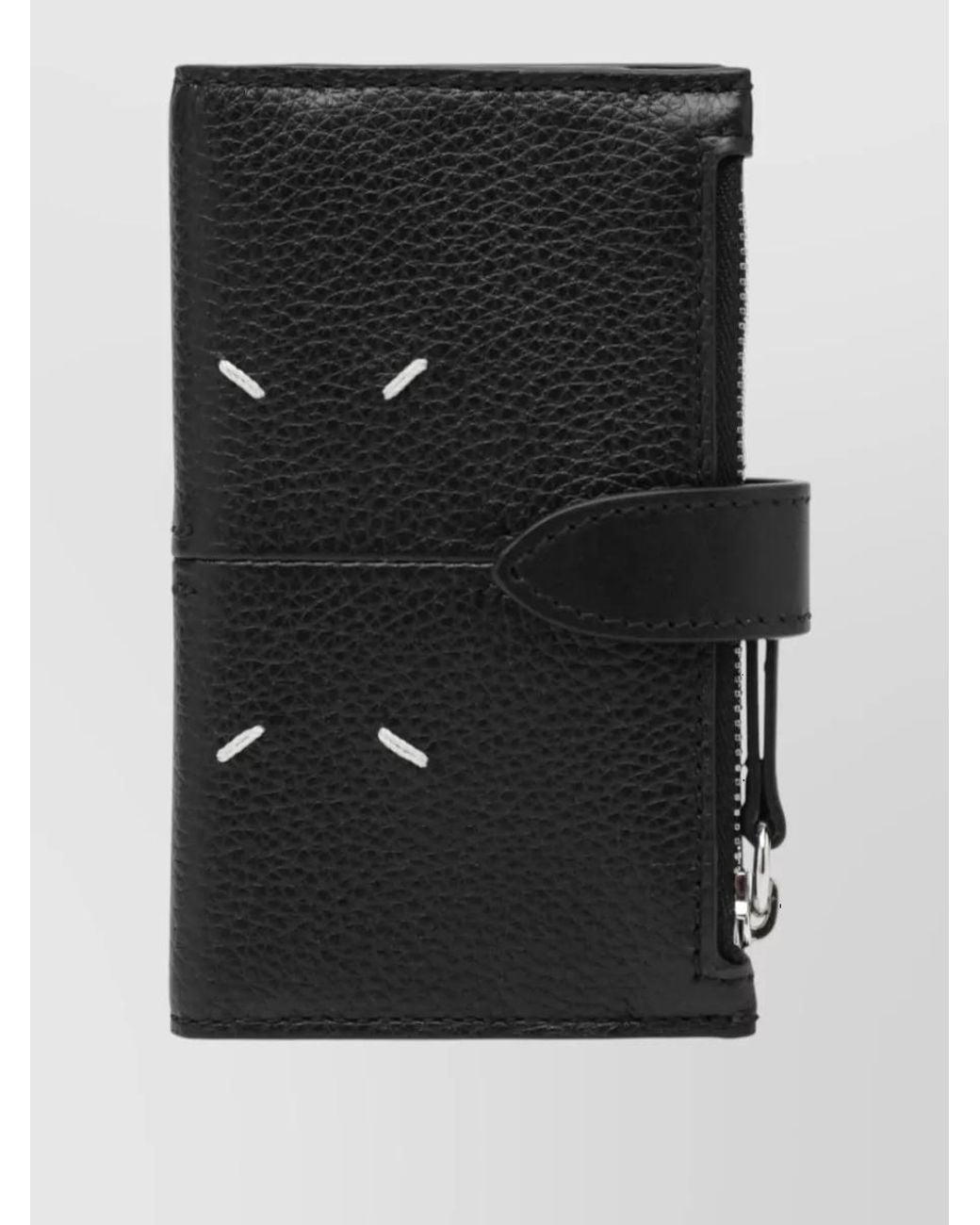 Maison Margiela Black Leather Bi-Fold Card Holder for men