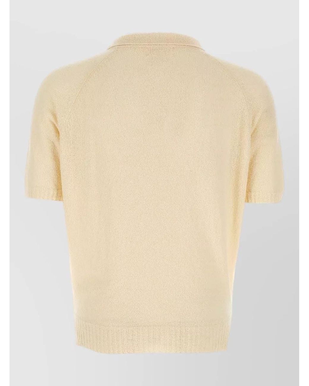 Ma'ry'ya Natural Bouclé Short-Sleeve Polo Shirt for men