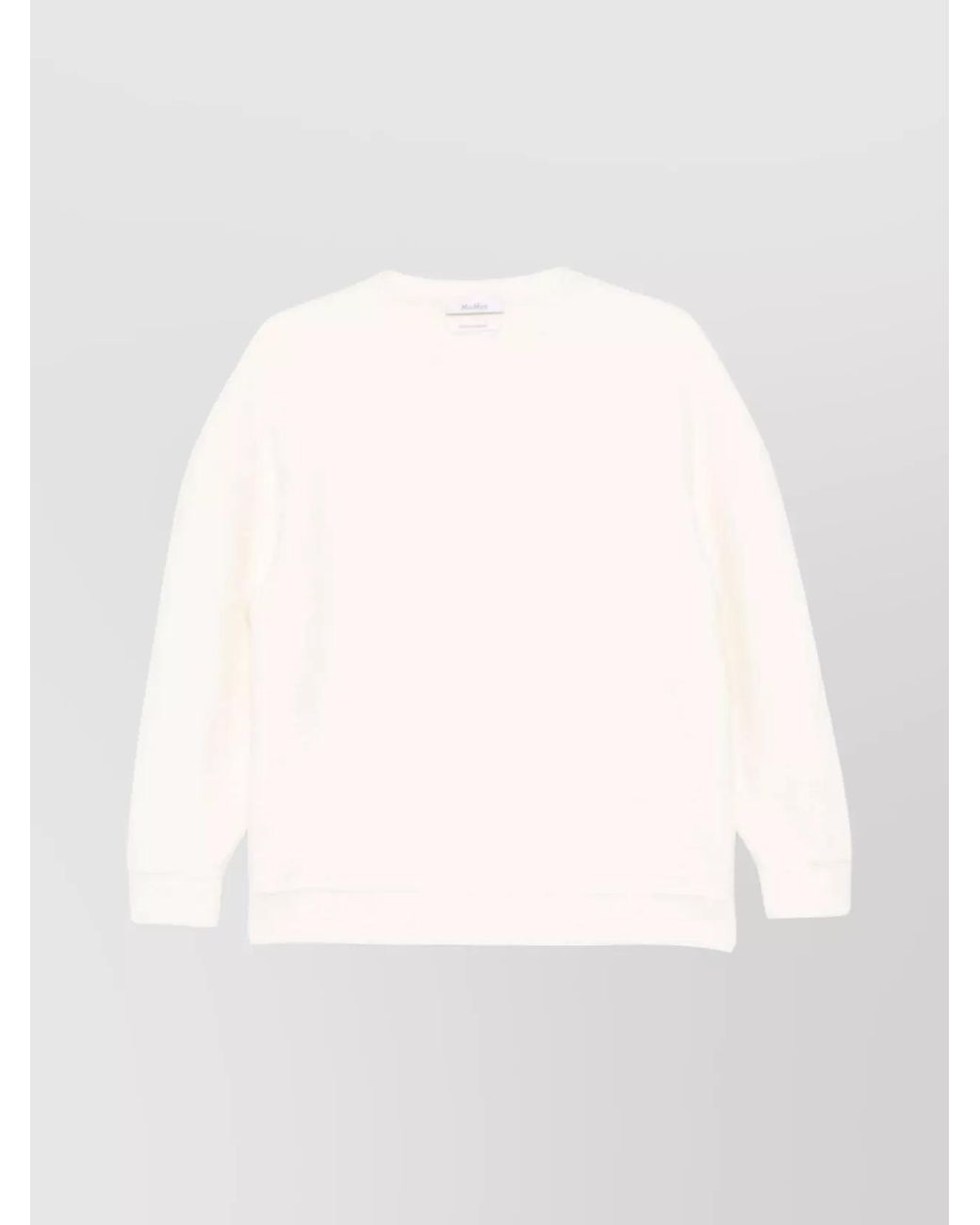 Max Mara White Cashmere Wool Ribbed Crewneck Jumper