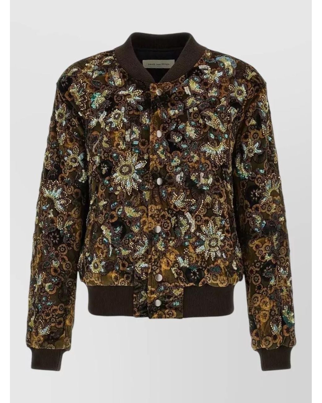 Dries Van Noten Black 'Valtor' Bomber Jacket With Embroideries And Beads for men