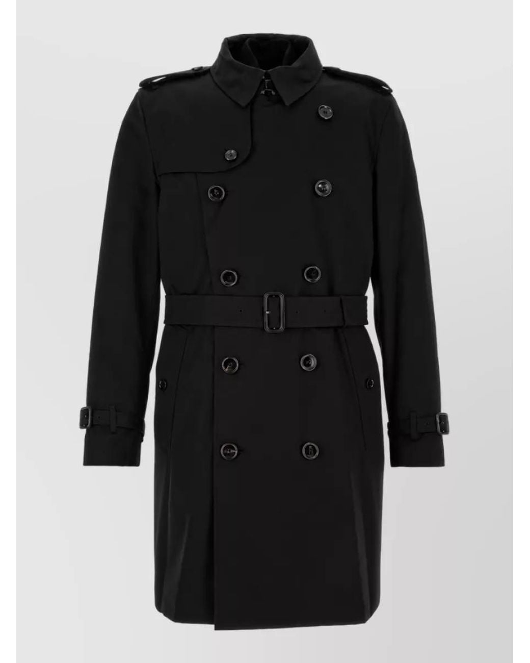 Burberry Black Cotton Double-Breasted Trench Coat for men