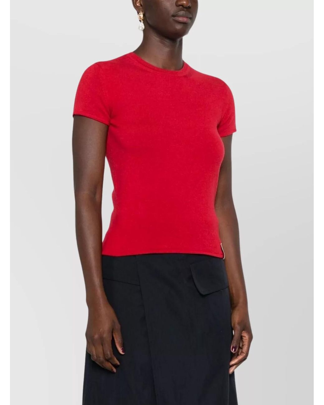 Bally Red Cashmere Crew Neck Short Sleeve T-Shirt