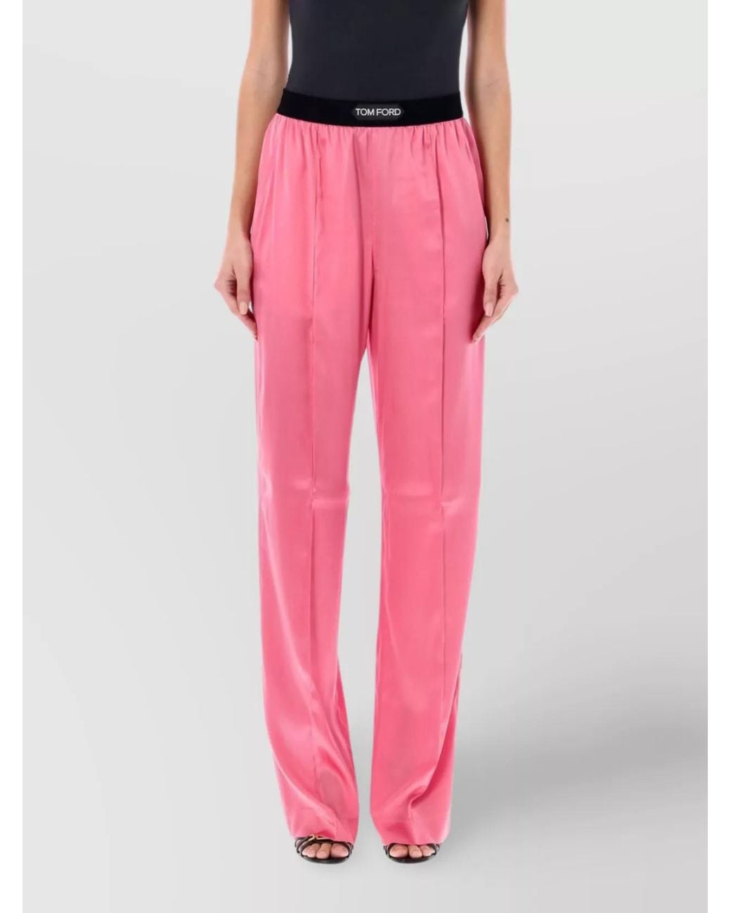 Tom Ford Pink Silk Wide-Leg Trousers