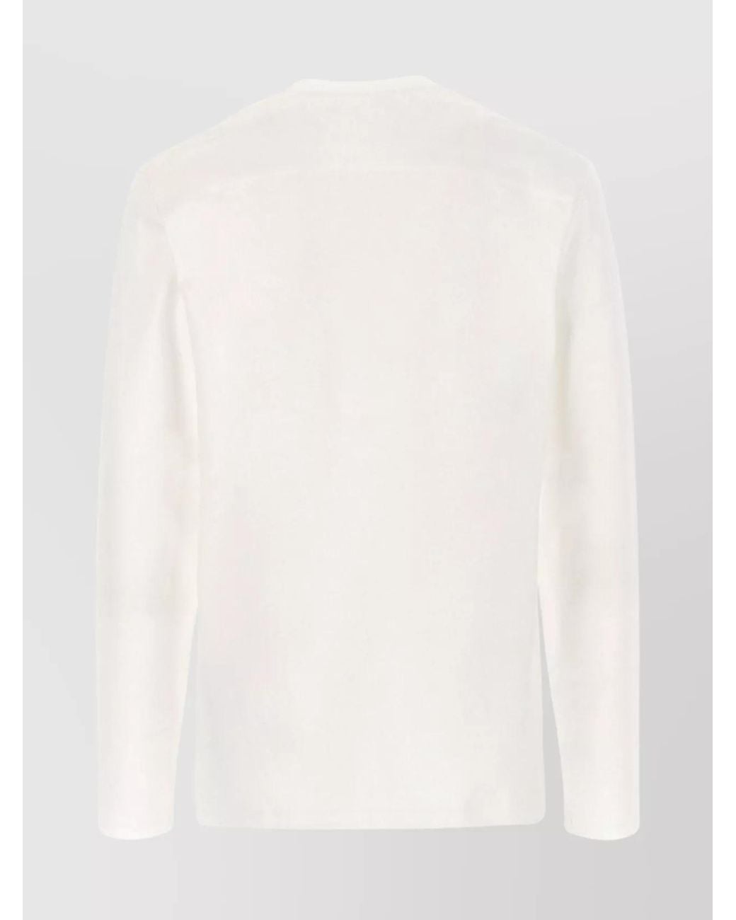 Jil Sander White Cotton Ribbed Crew-Neck Long-Sleeve T-Shirt for men