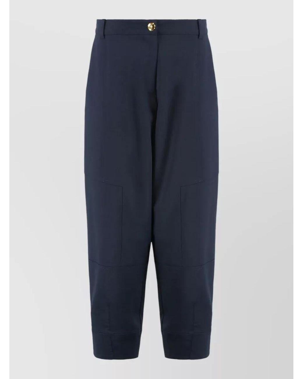 Pinko Blue Wool Blend High-Rise Wide-Leg Trousers