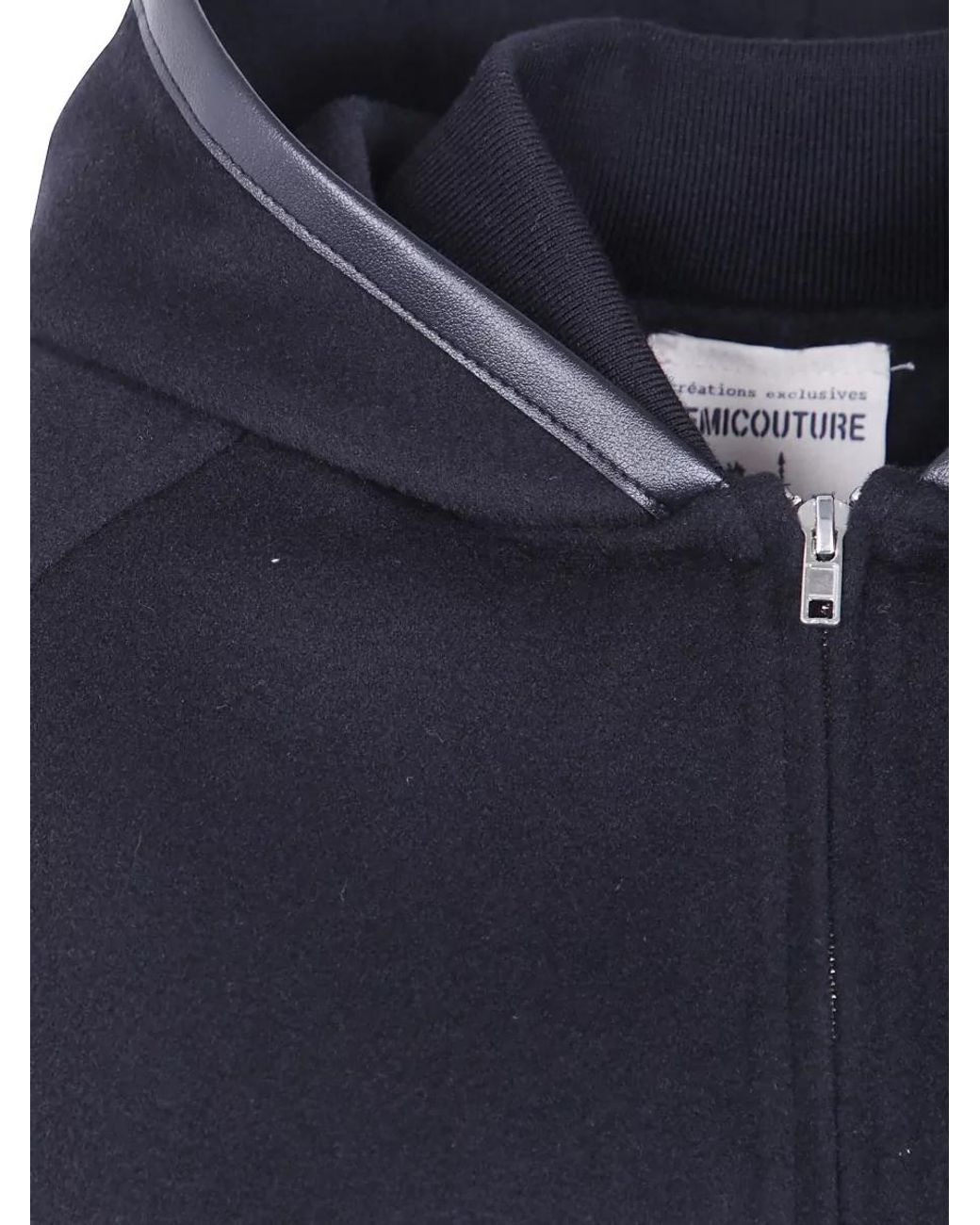 Semicouture Blue Wool Hooded Bomber Jacket