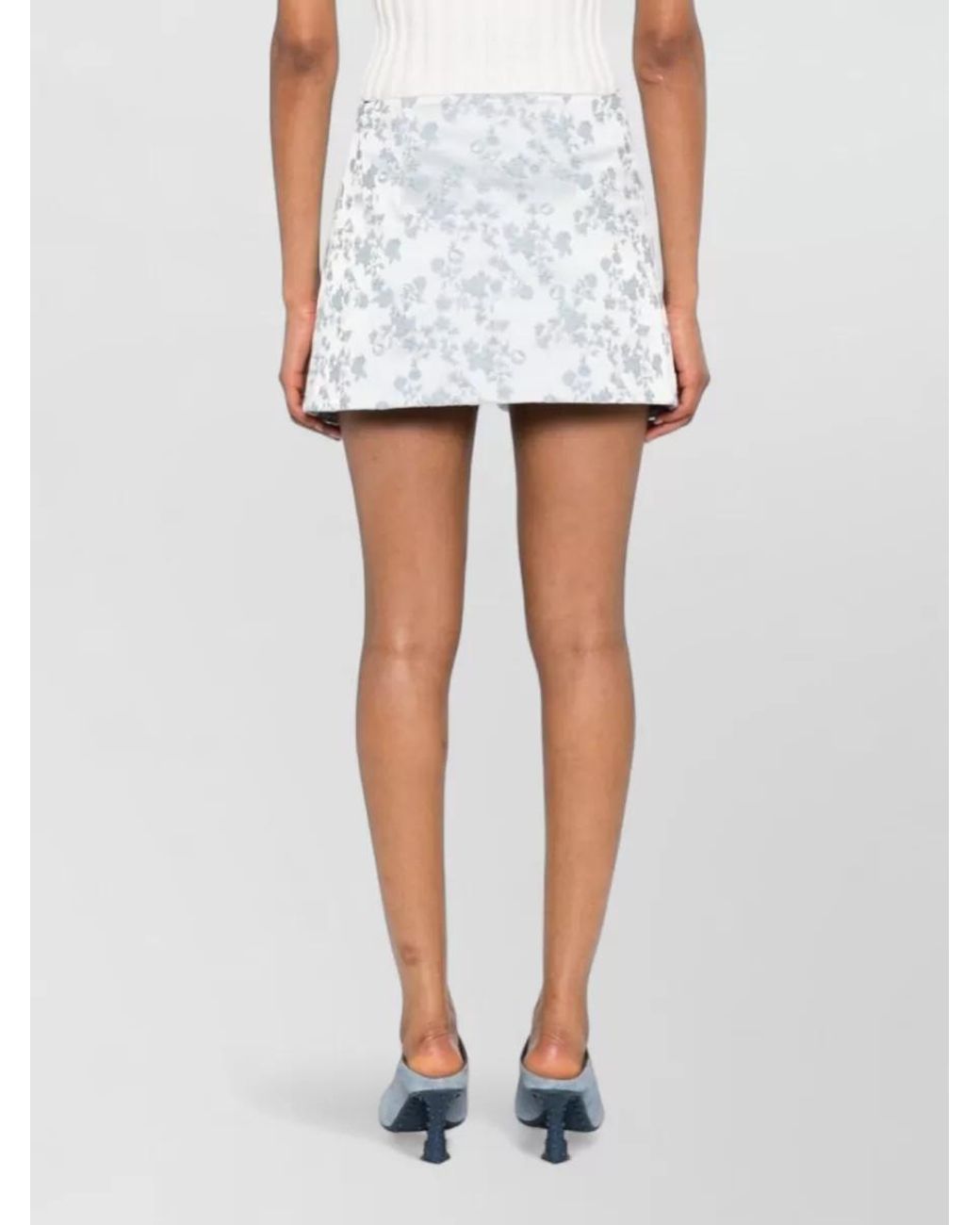 Coperni White Floral Jacquard Wrap Mini Skirt