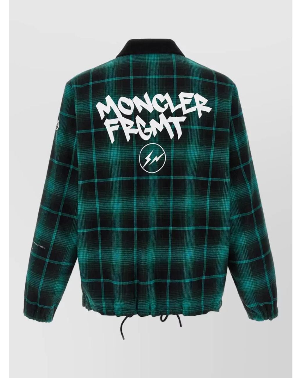 Moncler Genius Green Reversible Checked Single Breasted Coat for men
