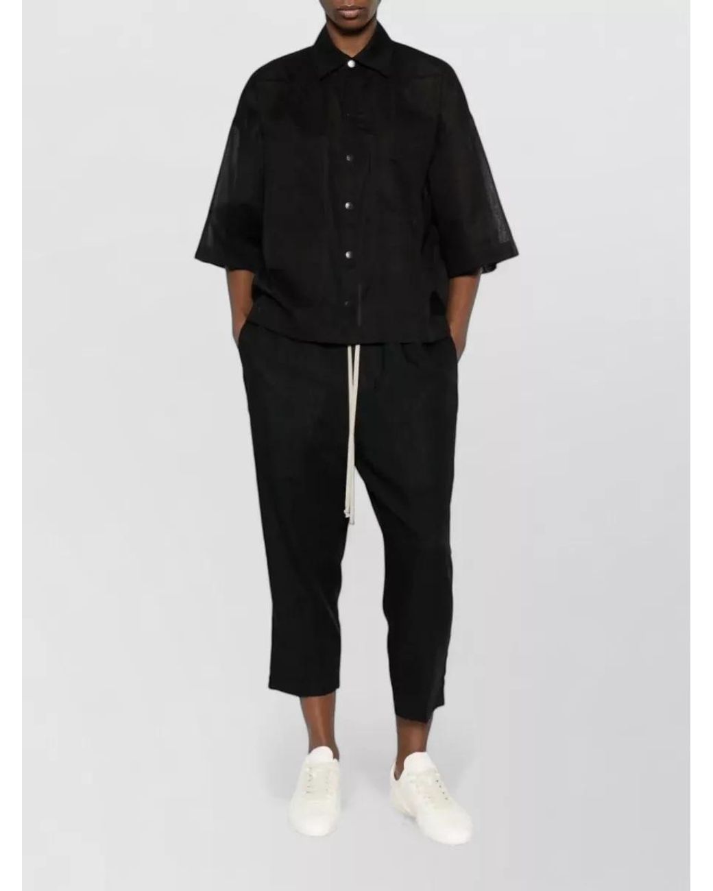 Rick Owens Black Cotton Short-Sleeve Shirt