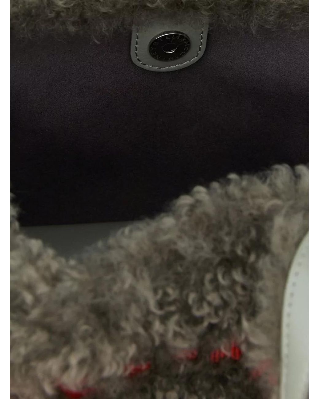 Stella McCartney Gray Stella Logo Shearling Shoulder Bag