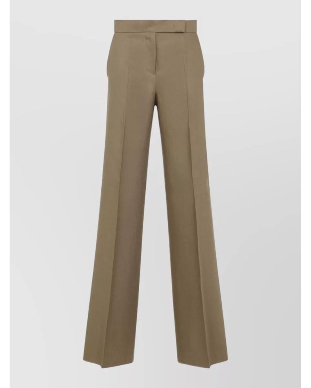 Max Mara Natural Linen Pleated Wide-Leg Trousers