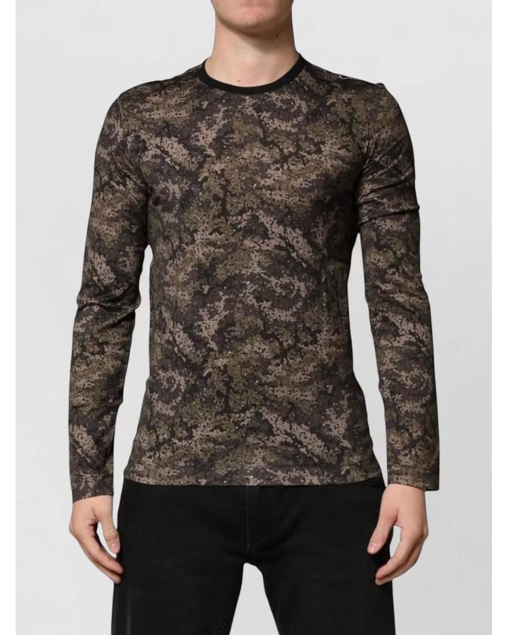 Dolce & Gabbana Black Camouflage Long Sleeves T-Shirt for men