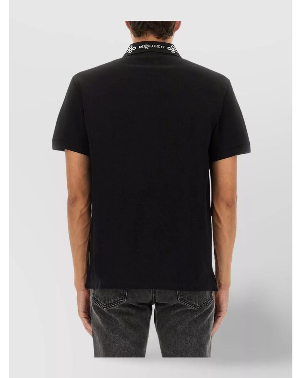 McQueen Black Cotton Logo Polo Shirt for men