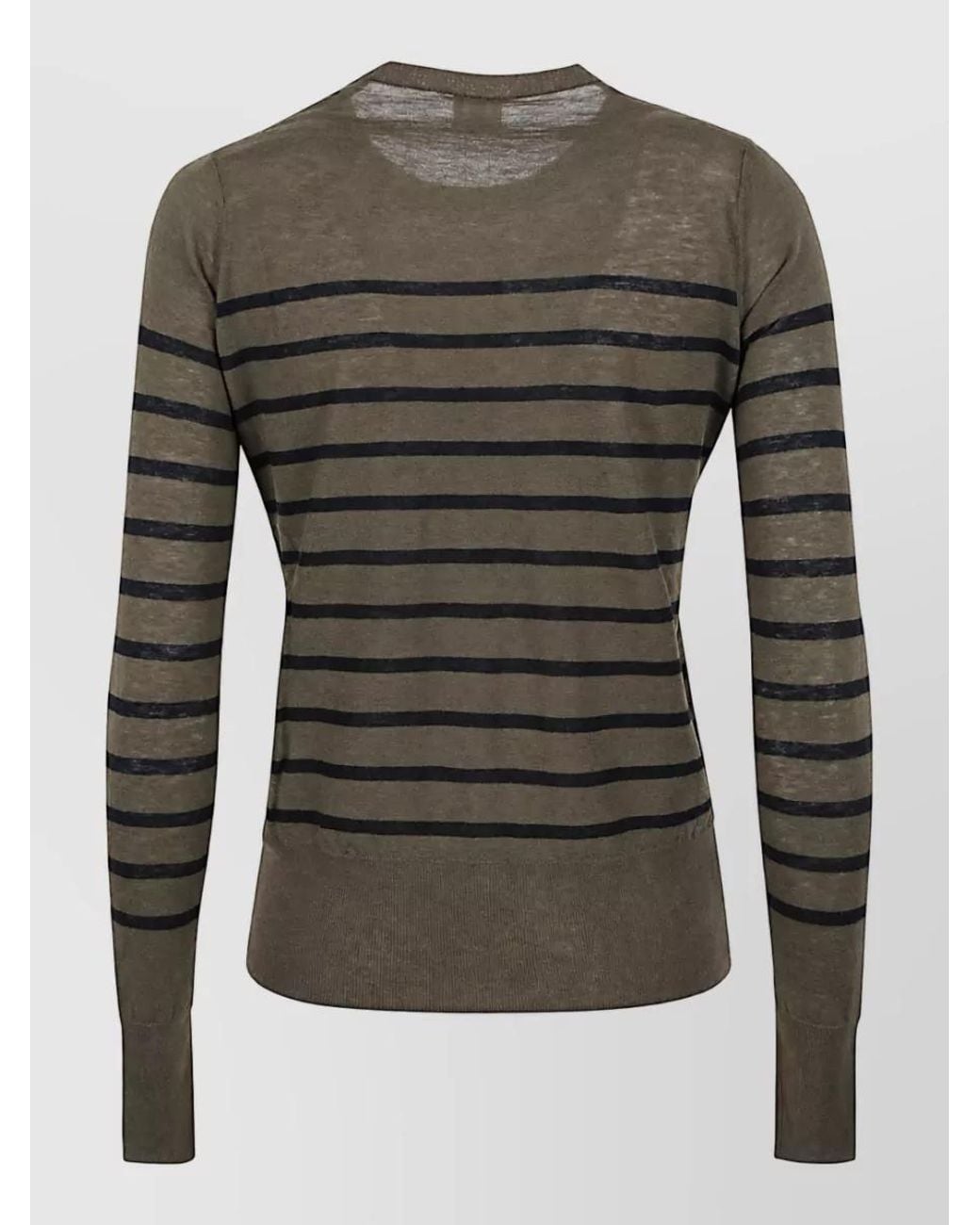 C.t. Plage Gray Striped Wool Crew Neck Sweater