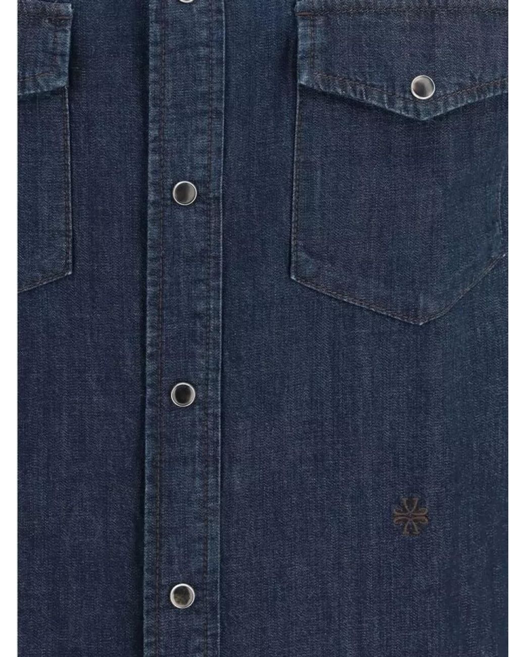 Jacob Cohen Blue Denim Western Shirt for men