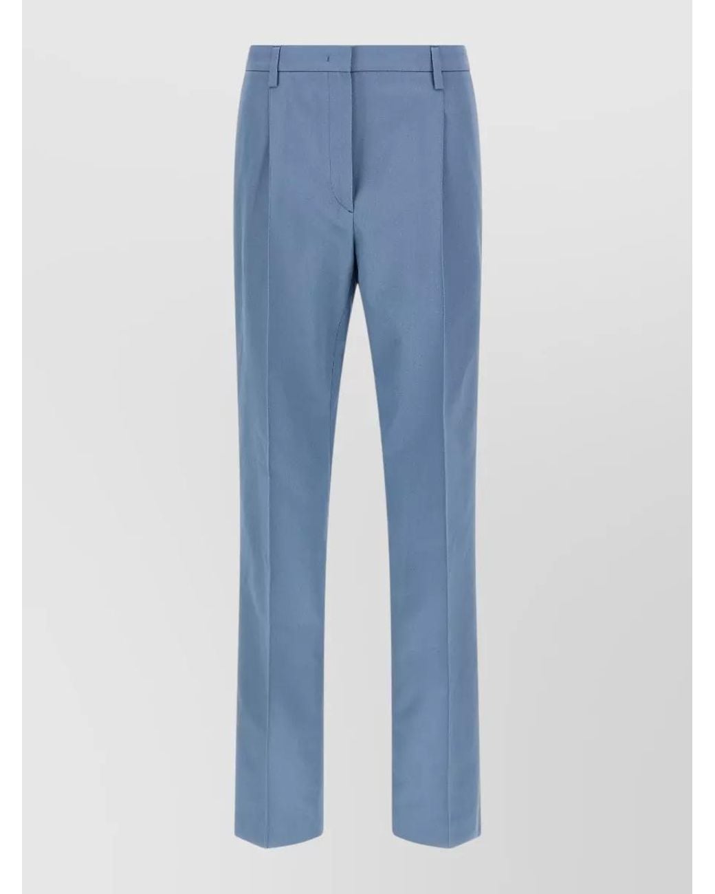 Prada Blue Cotton Straight-Leg Suit Trousers