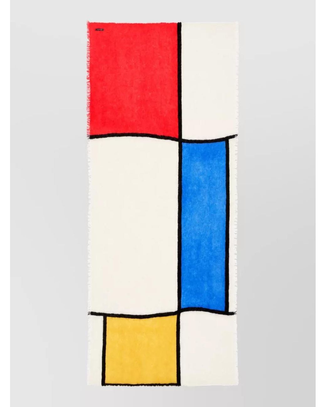 Faliero Sarti Red Cashmere Color Block Scarf