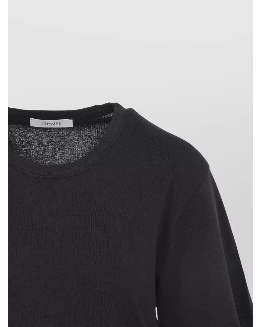 Lemaire Black Cotton Ribbed Short-Sleeve T-Shirt