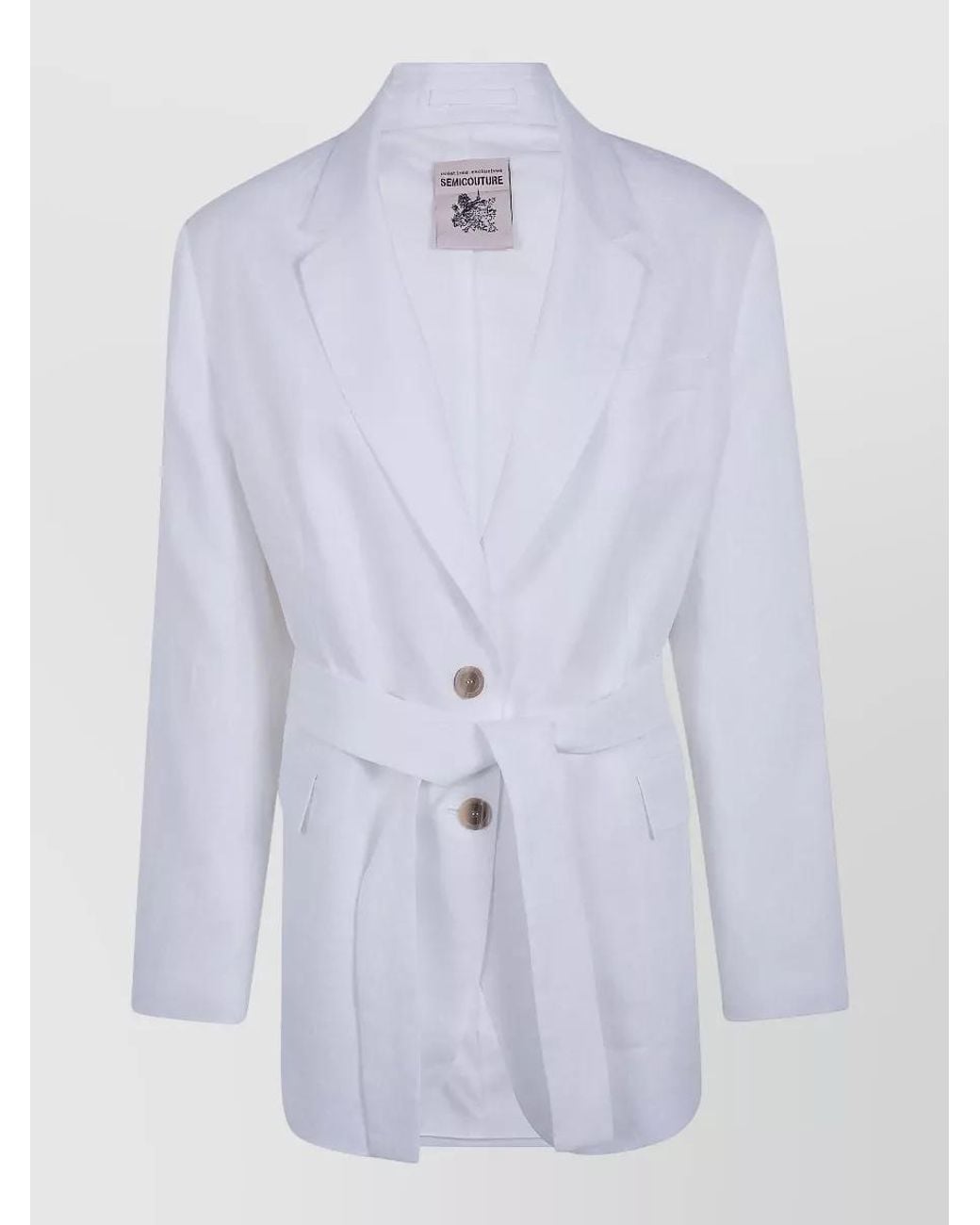 Semicouture Blue Linen Belted Jacket