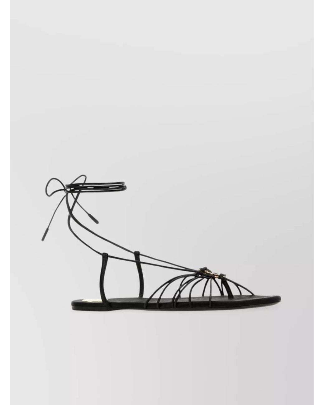 Saint Laurent Metallic Leather Babylone Flat Sandals