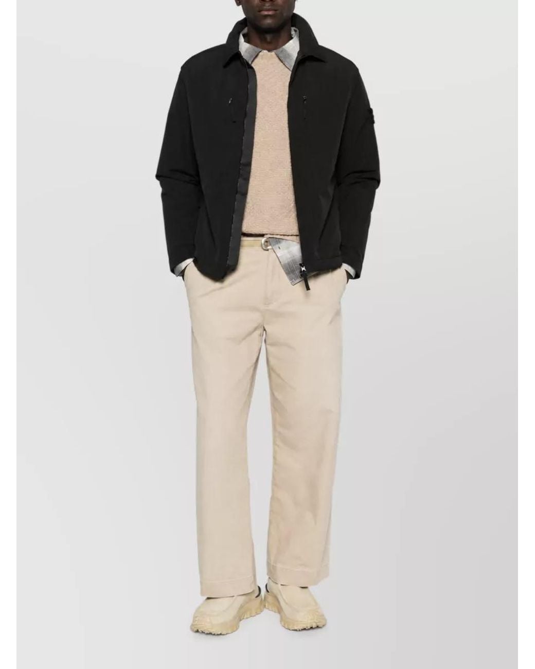 Stone Island Black Single Breasted Coat for men