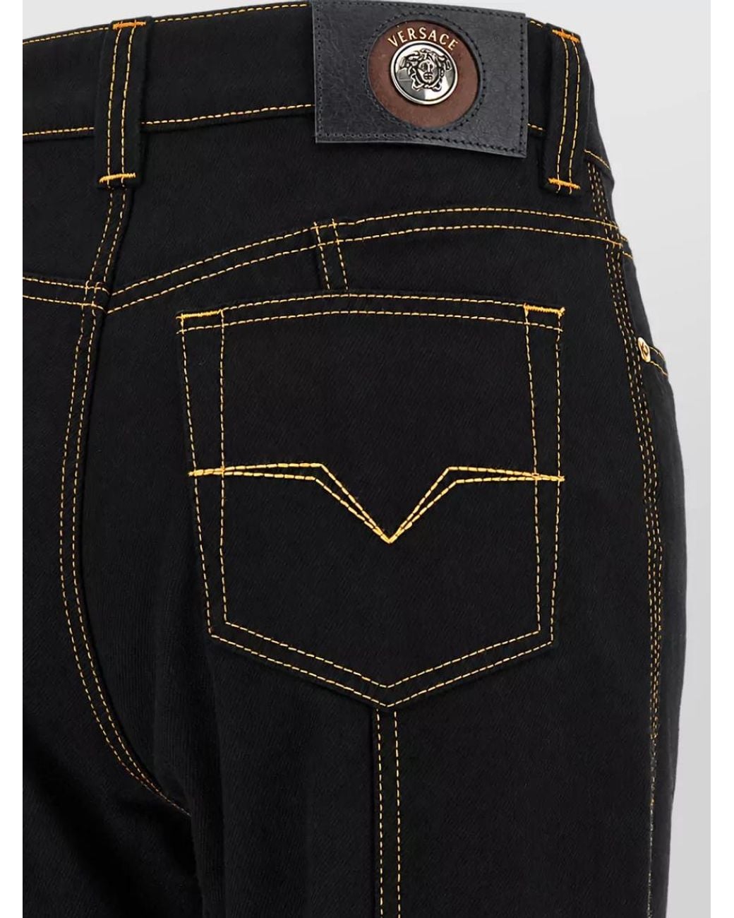 Versace Black High-Rise Straight-Leg Denim Jeans