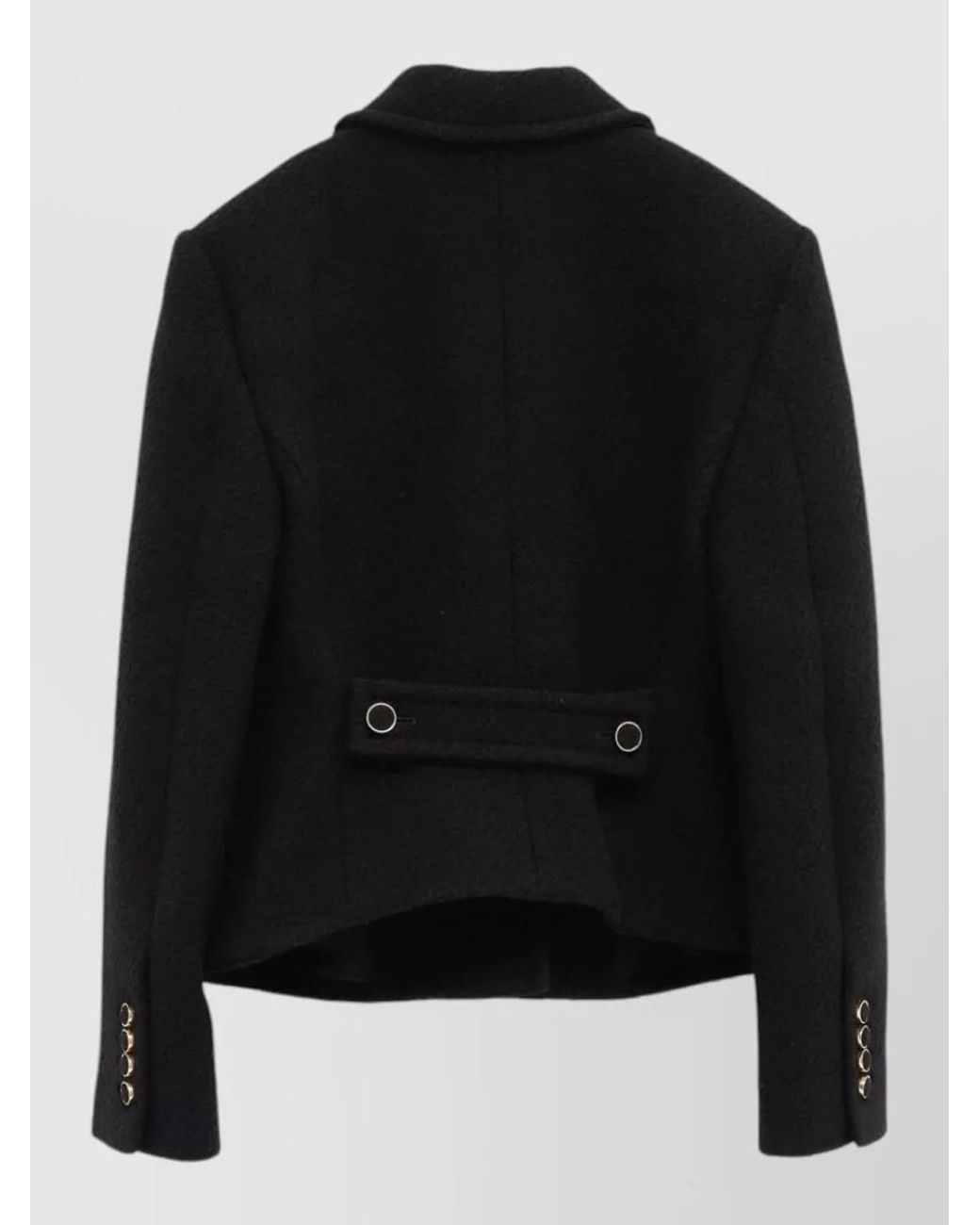 Chloé Black Wool Tweed Cropped Single Breasted Jacket