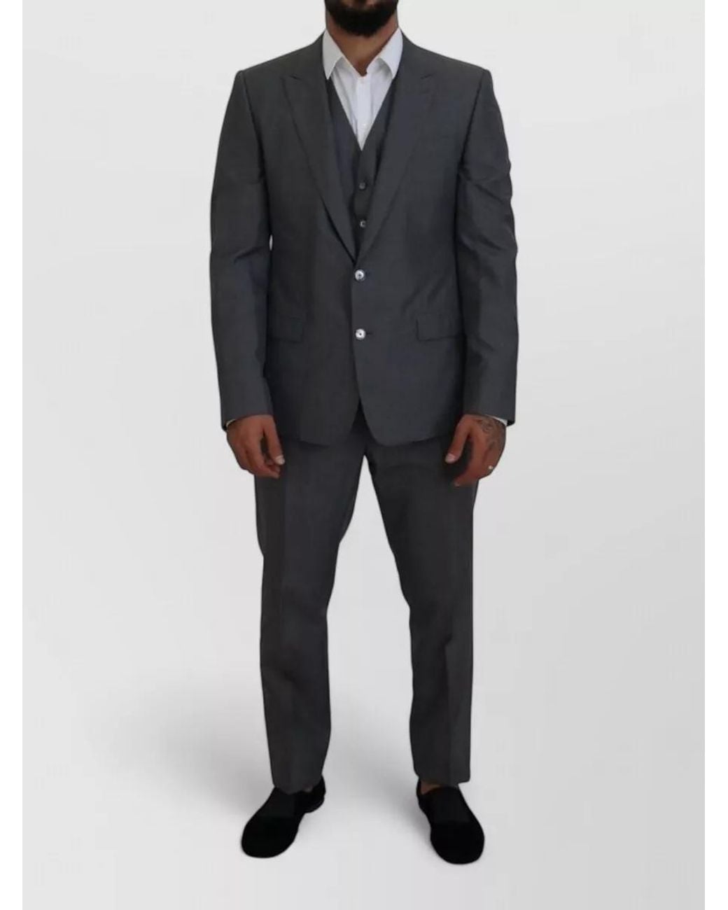 Dolce & Gabbana Black Silk Slim-Fit Tailored Trousers for men