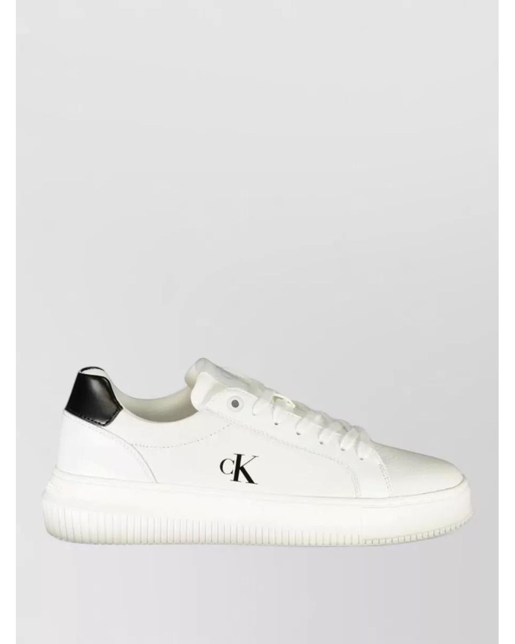 Calvin Klein White Leather Lace-Up Sneakers