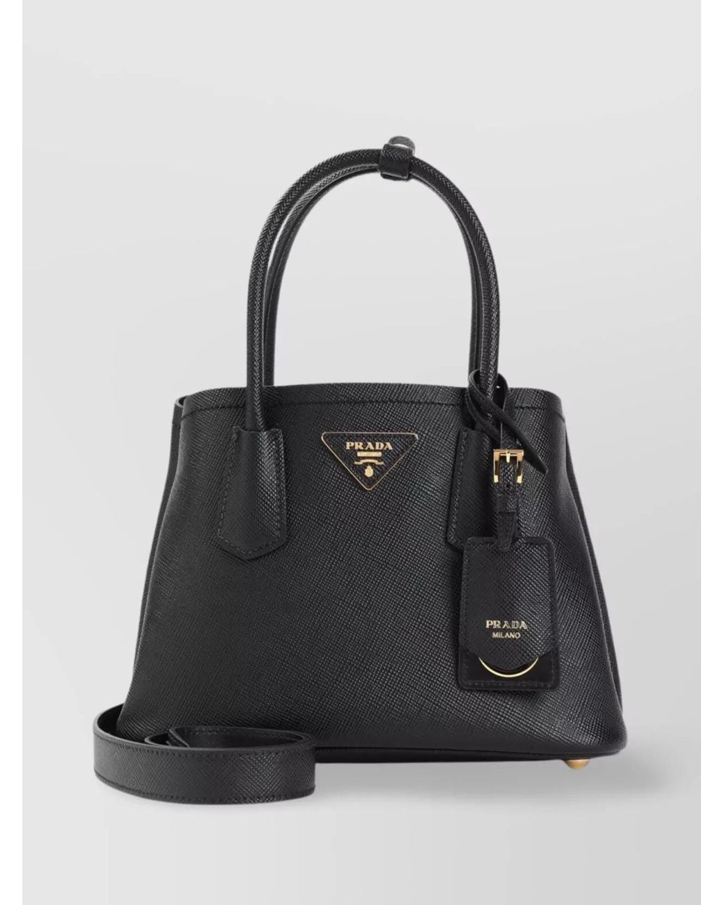 Prada Black Double Calf Leather Shoulder Bag