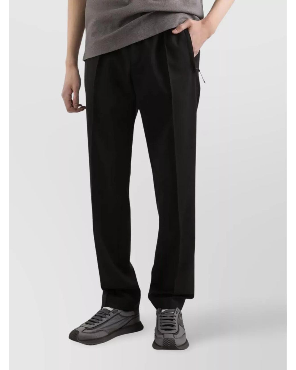 Dolce & Gabbana Black Wool-Blend Tapered Trousers for men