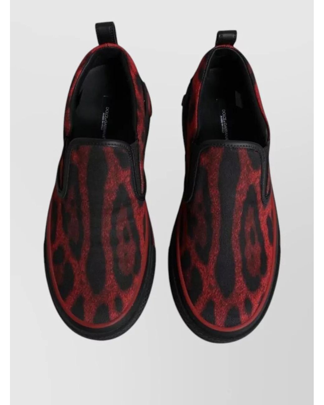 Dolce & Gabbana Brown Leather Leopard-Print Slip-On Sneakers for men