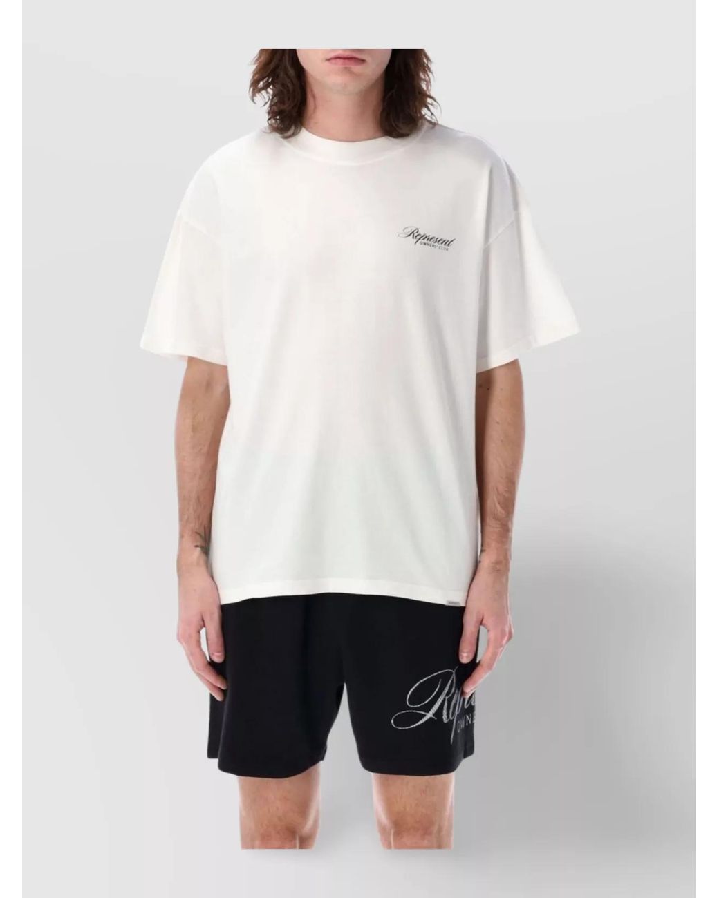 Represent White Cotton Oversized Logo Print T-Shirt for men
