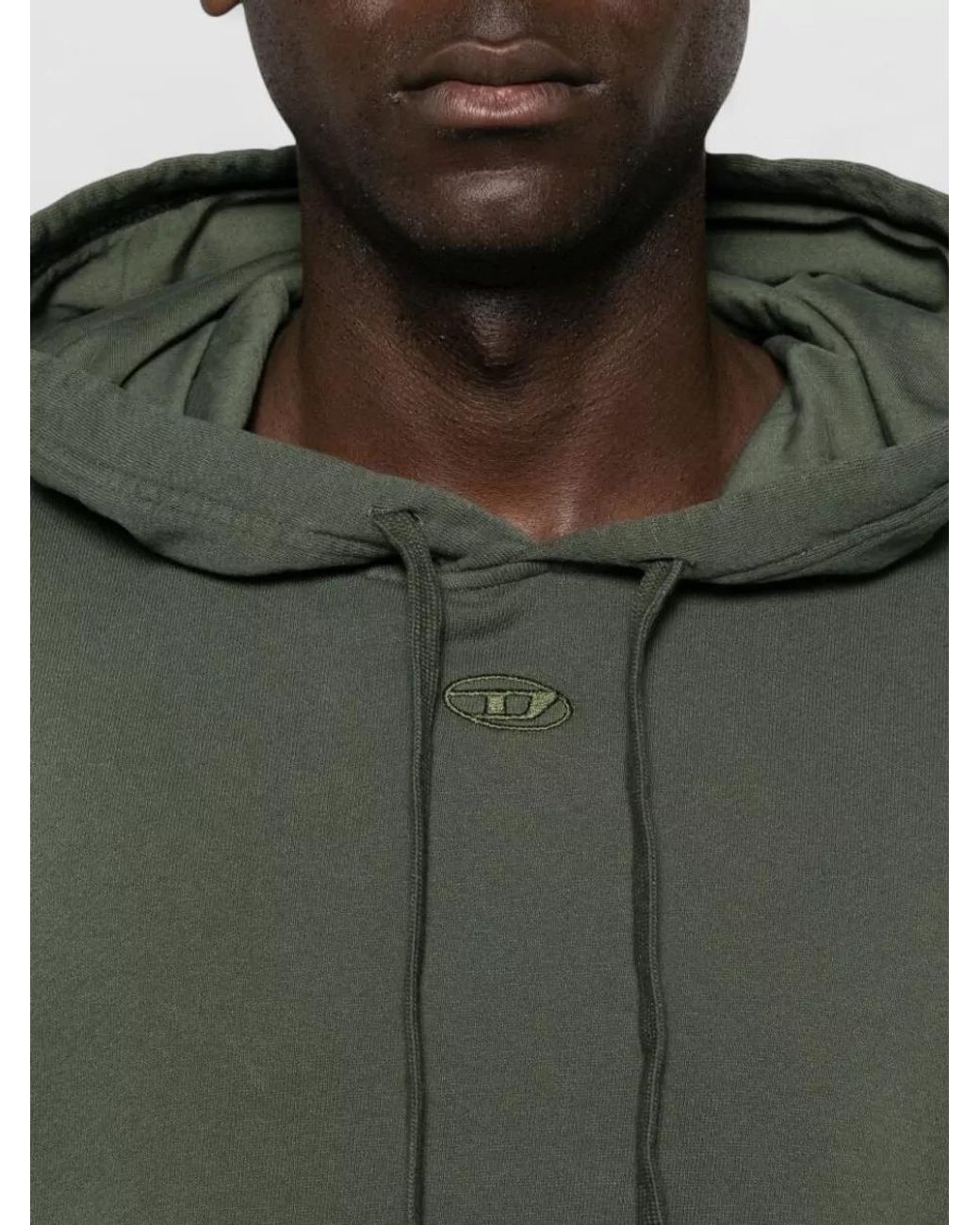 DIESEL Green Cotton Hooded Loose-Fit Sweatshirt for men