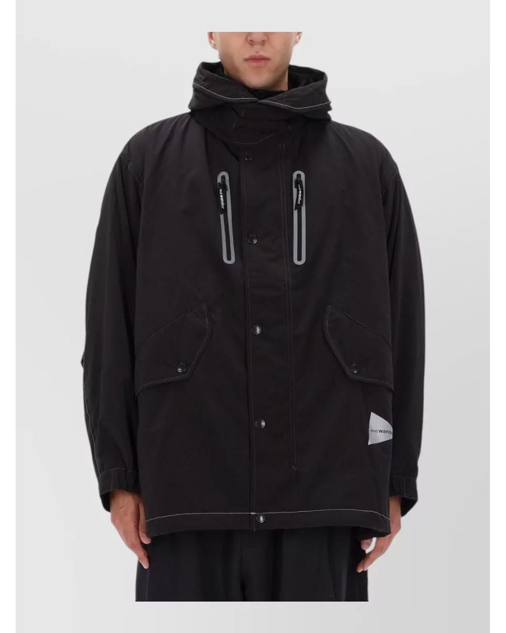 And Wander Black Fishtail Jacket for men