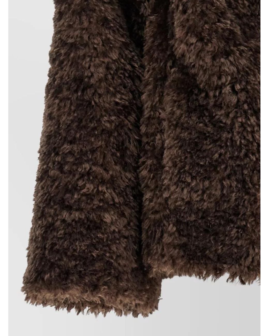 Herno Brown Faux Fur Curly Cropped Jacket