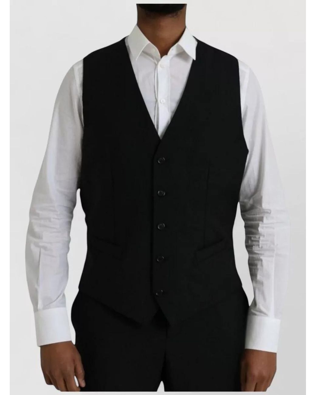 Dolce & Gabbana Black Polyester Wool Suit Jacket for men